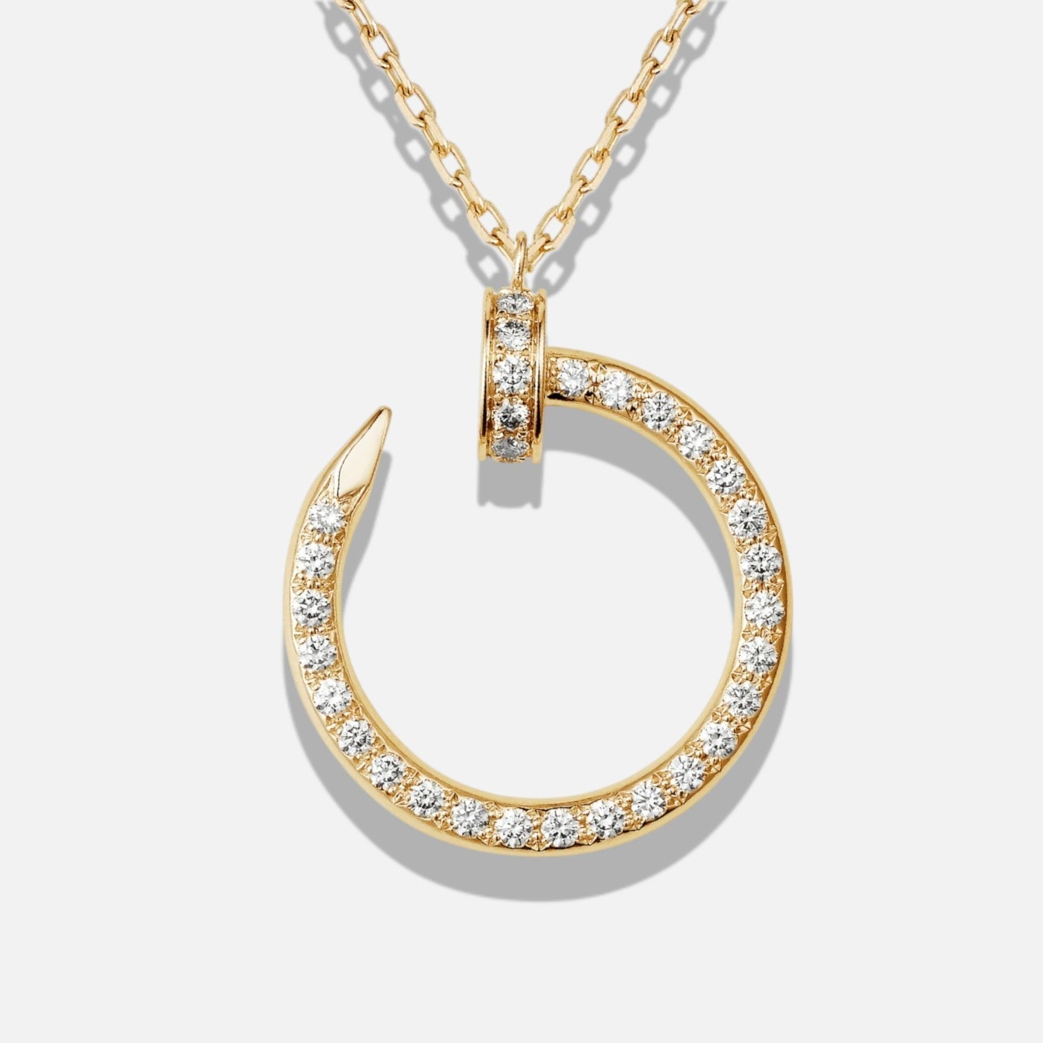 Pavé Nail Pendant Necklace – Gold