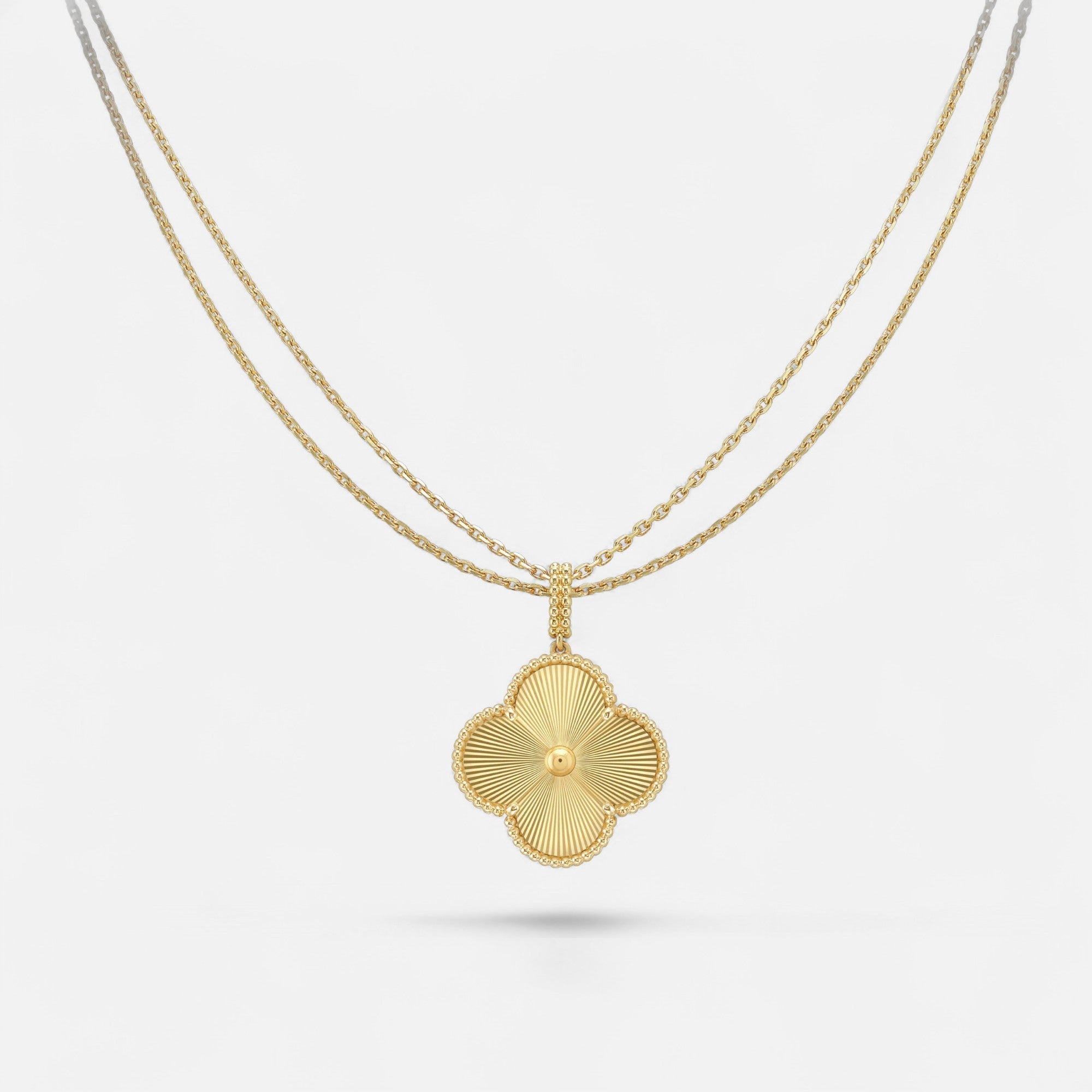 Lucky Clover Pendant Necklace – Long Chain