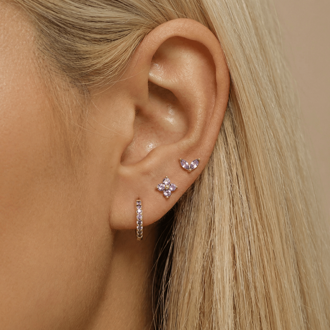 Dainty Tulip Hoop Earring Set