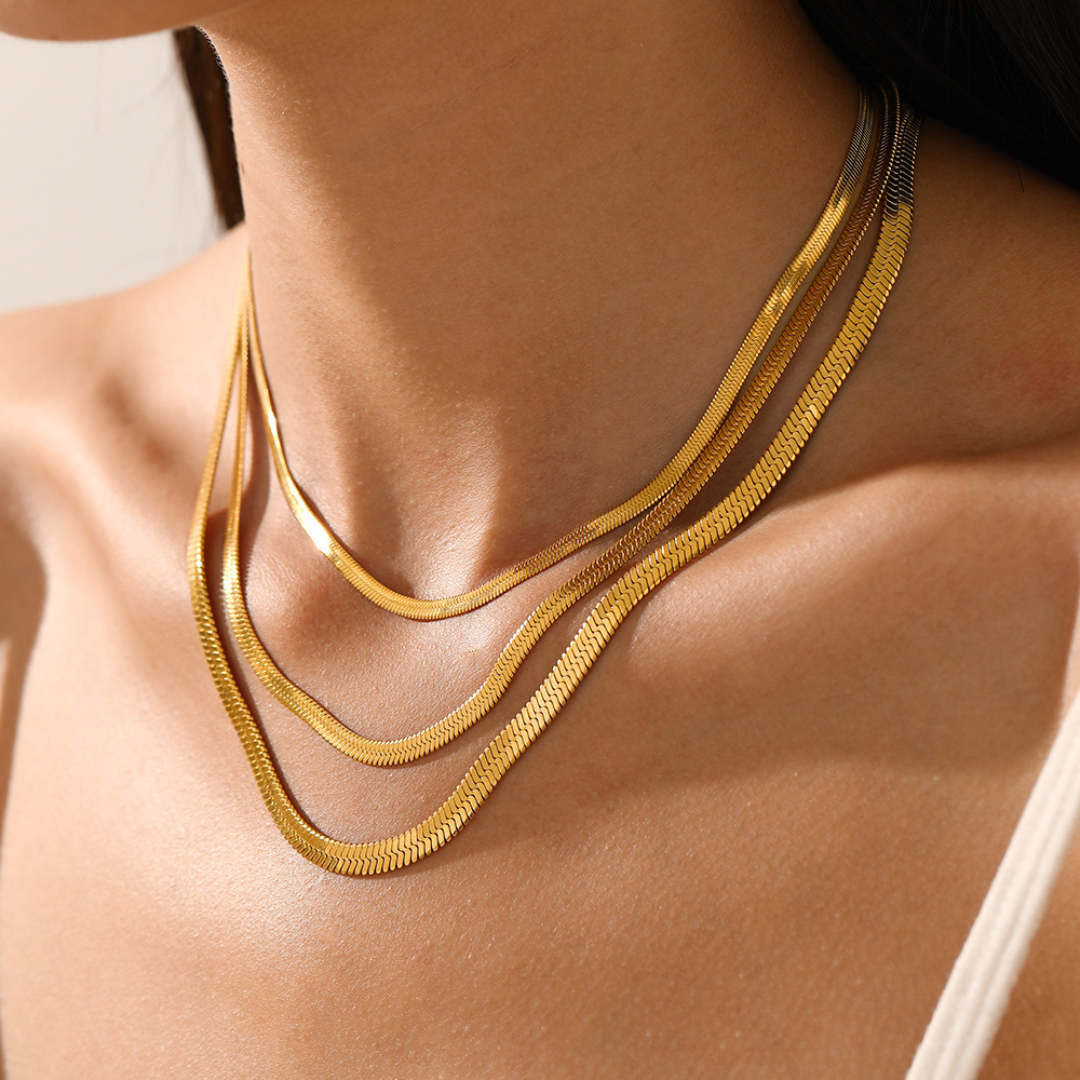 Sleek Herringbone Snake Chain Necklace