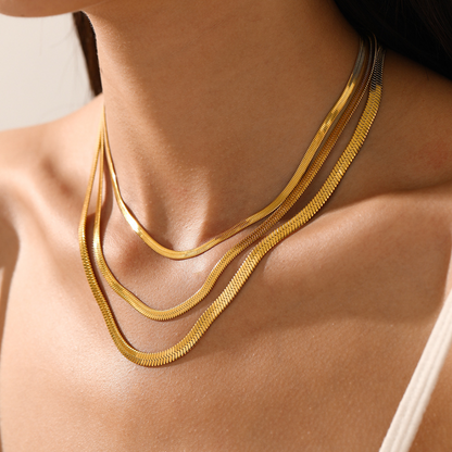 Sleek Herringbone Snake Chain Necklace