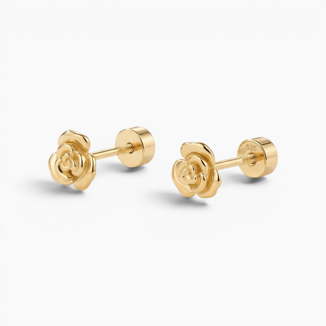 Petite Rose Flat Back Stud Earrings