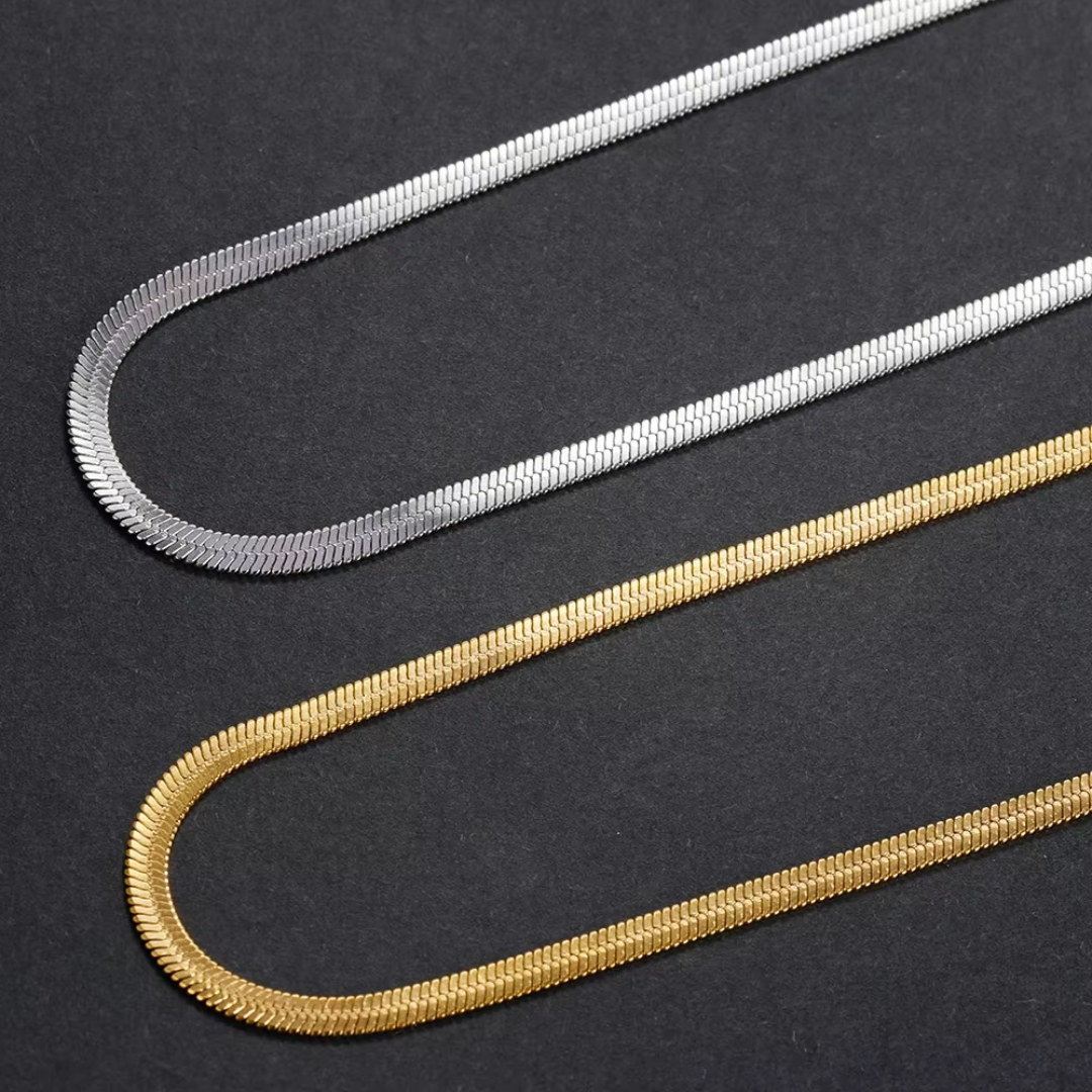 Sleek Herringbone Snake Chain Necklace
