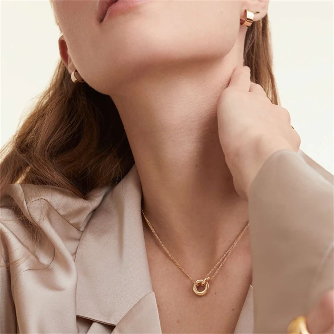 Hollow Hoop Pendant Chain Necklace