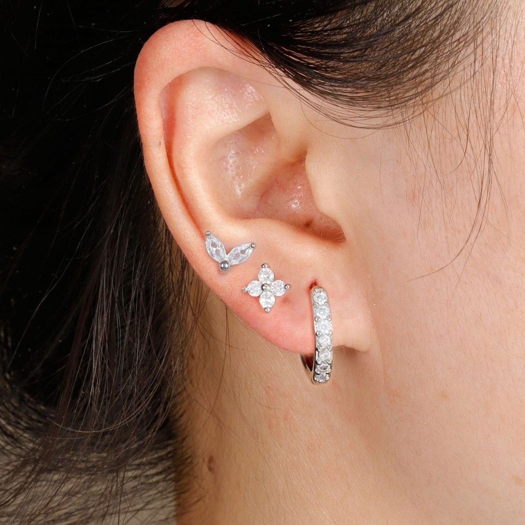 Dainty Tulip Hoop Earring Set