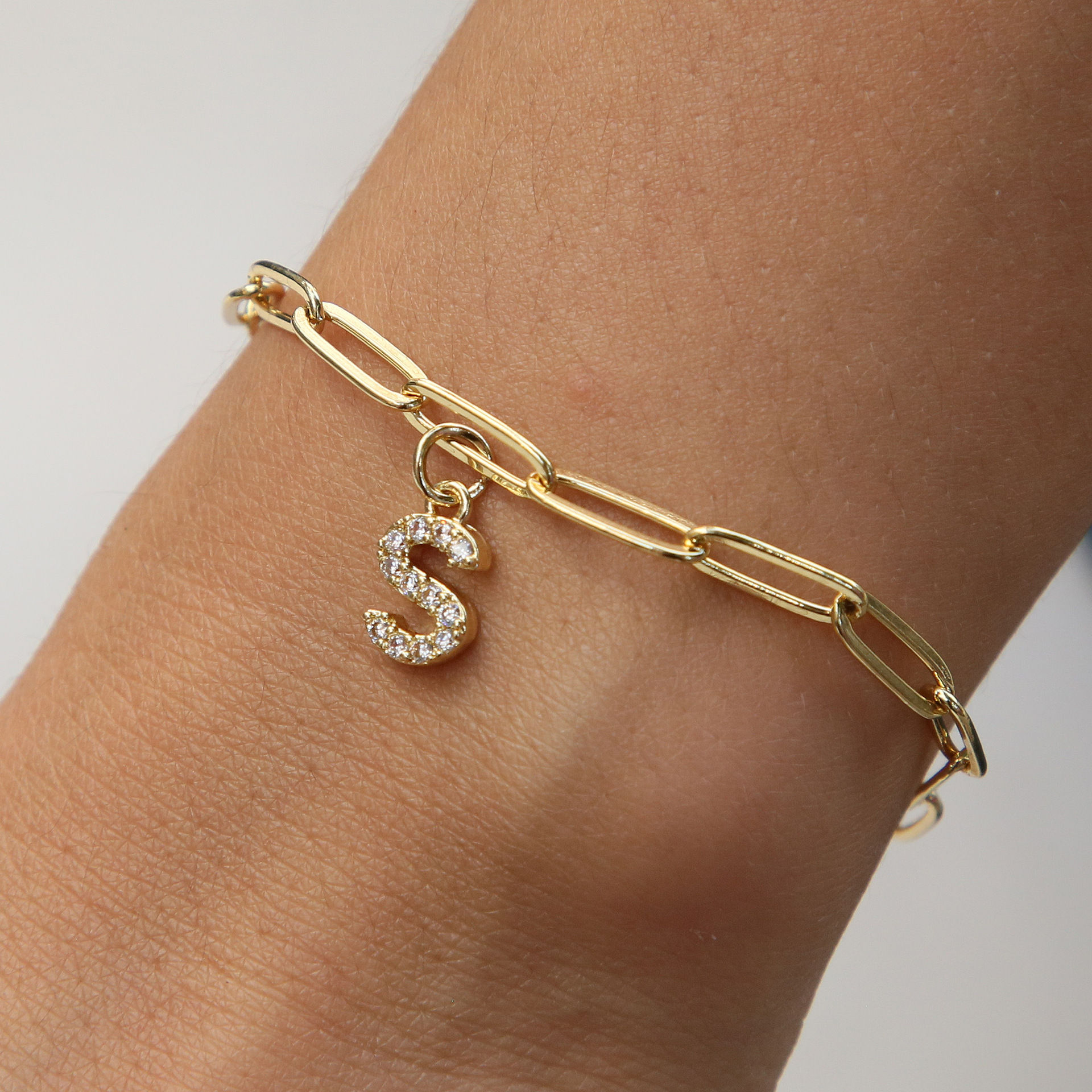 Paperclip Initial Letter Bracelet