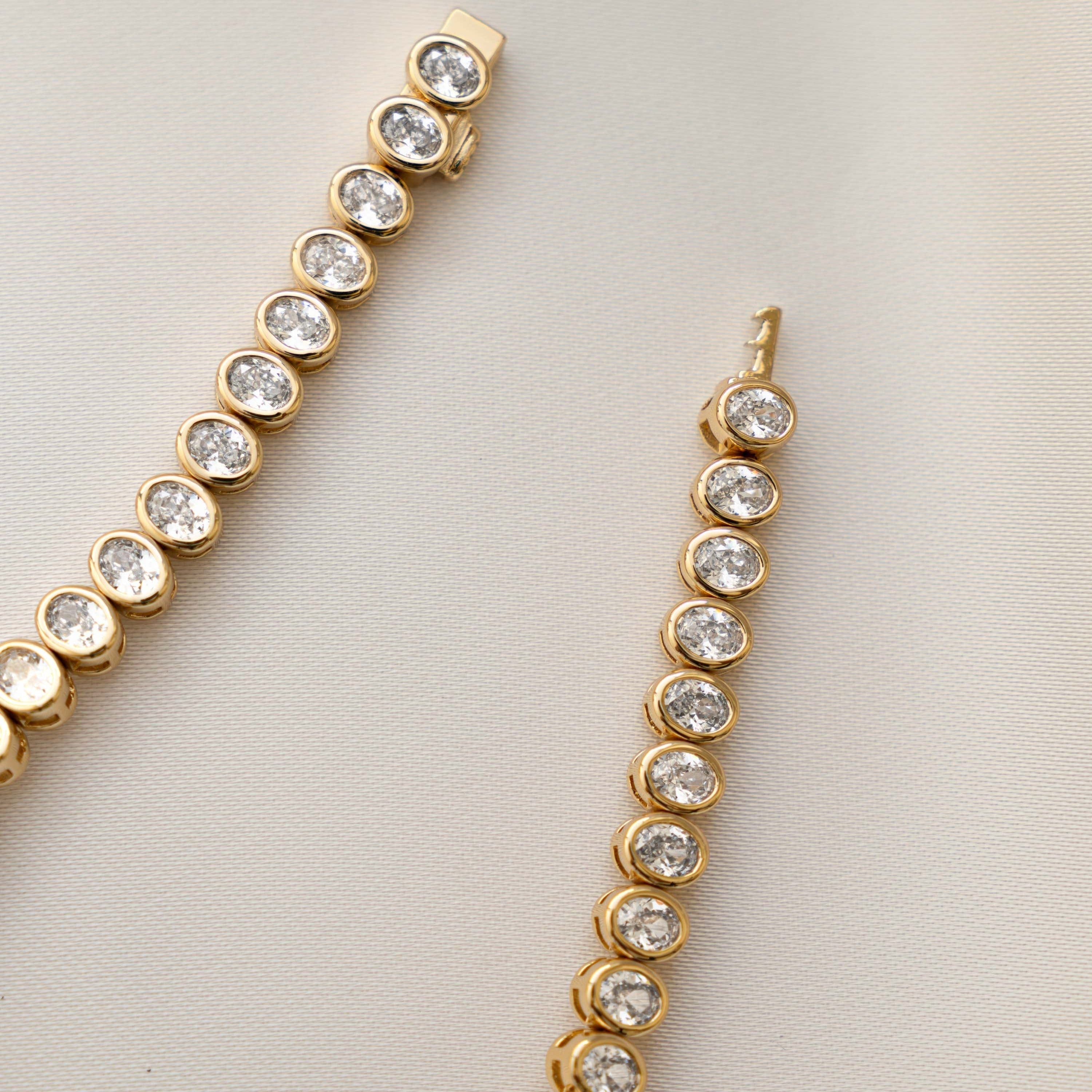 Oval Bezel CZ Tennis Bracelet