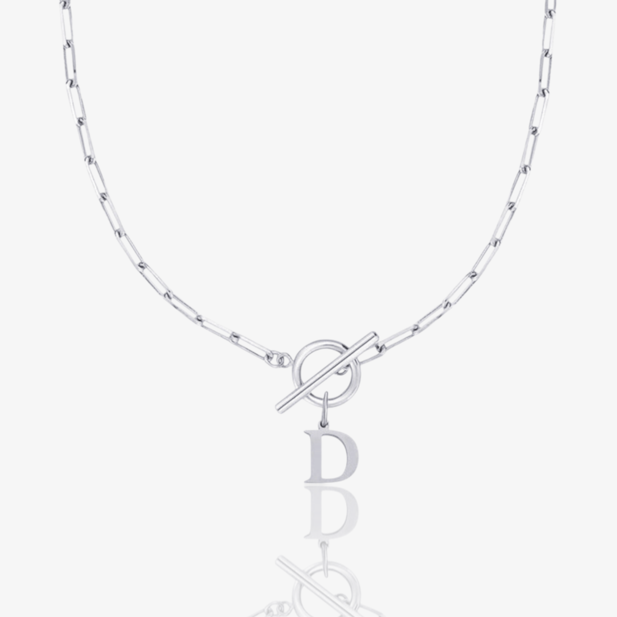 Paperclip Initial Circle Lock Clasp Necklace