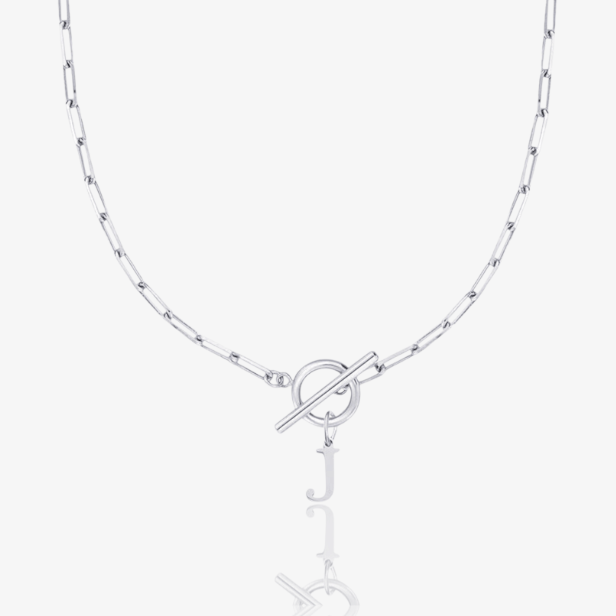 Paperclip Initial Circle Lock Clasp Necklace