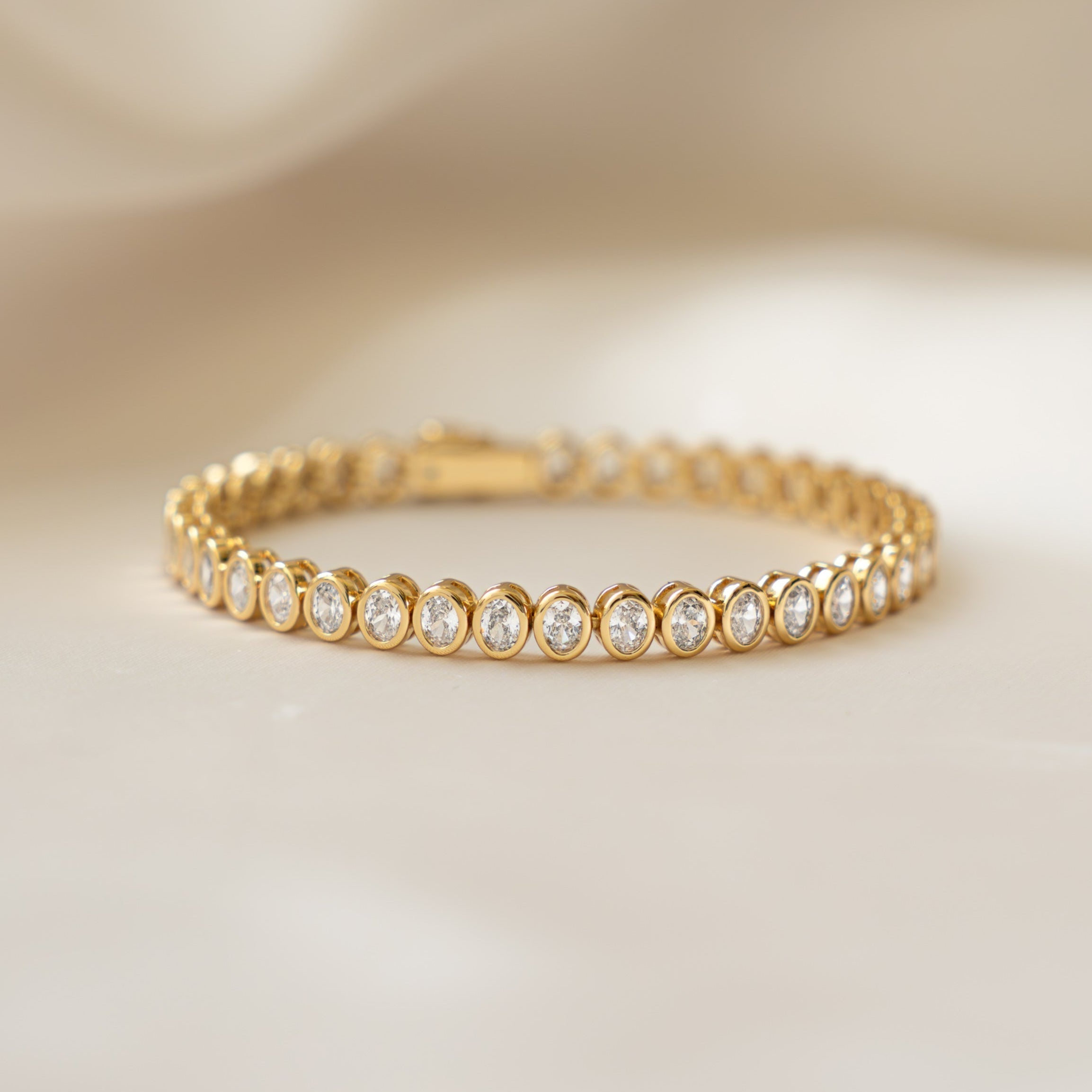 Oval Bezel CZ Tennis Bracelet