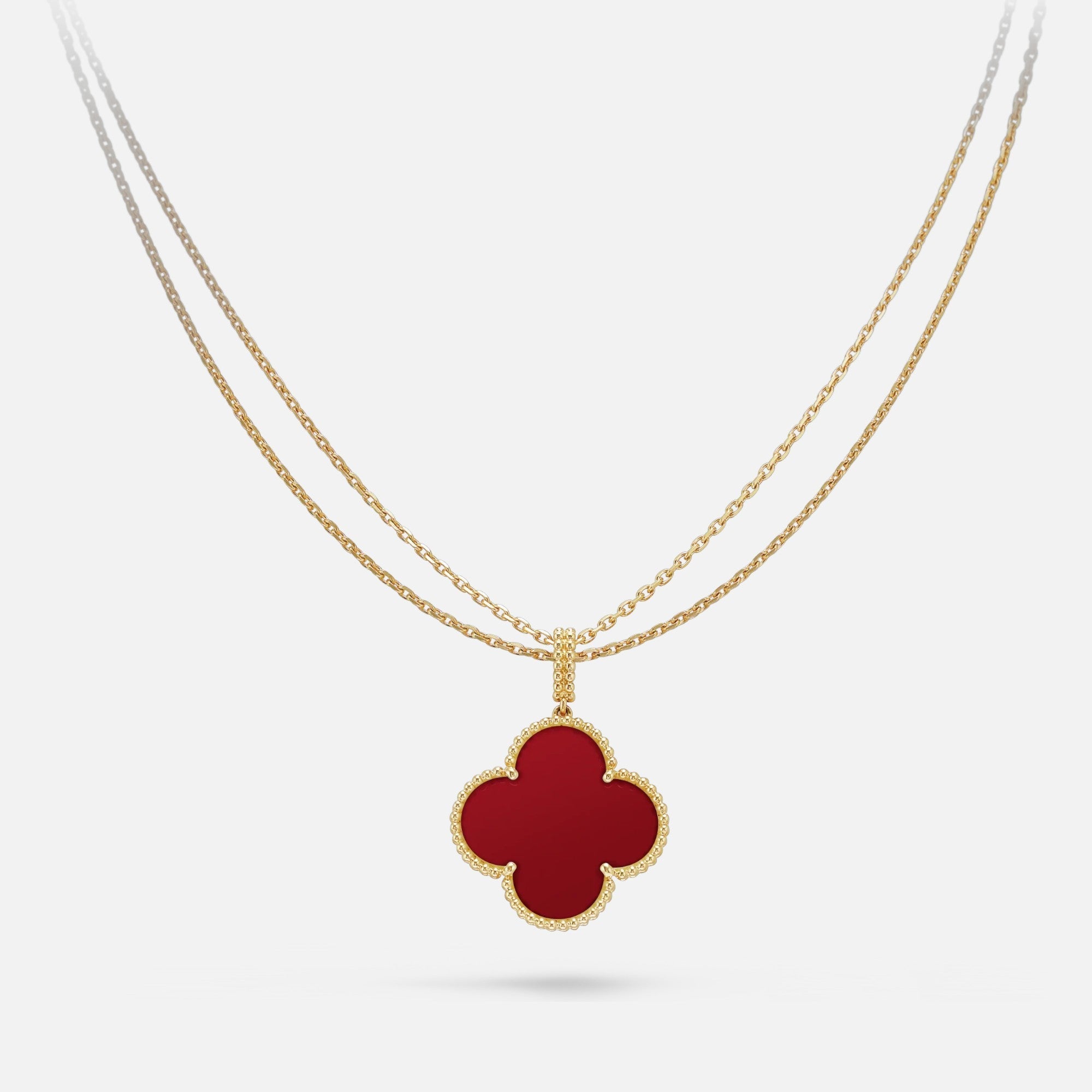 Lucky Clover Pendant Necklace – Long Chain