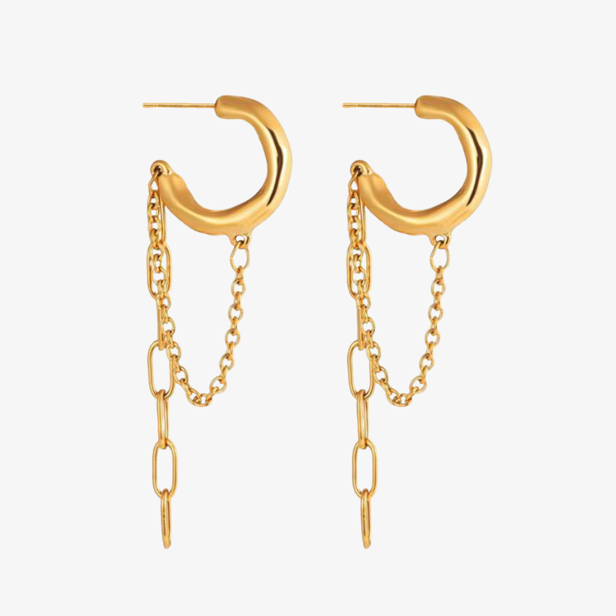 Link Chain Hoop Earrings – 18k Yellow Gold