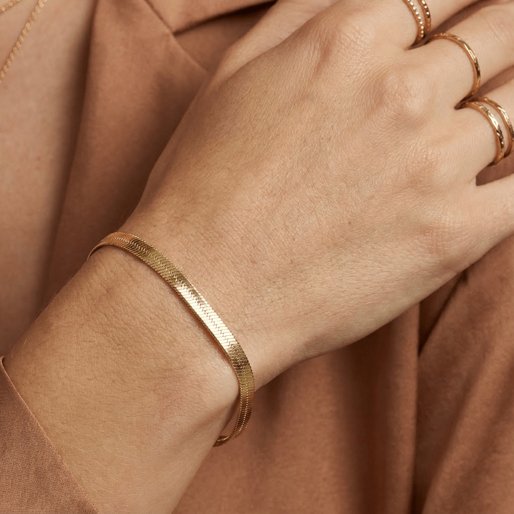 Flat Herringbone Chain Bracelet