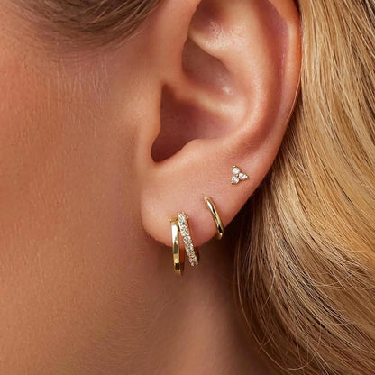 Petite Clover Double Hoop Ear Stack Set