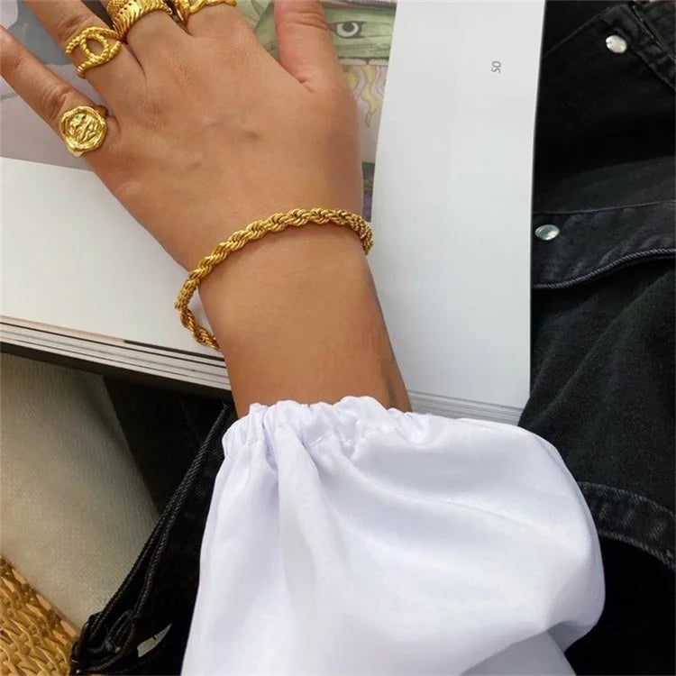 Classic Rope Chain Gold Bracelet