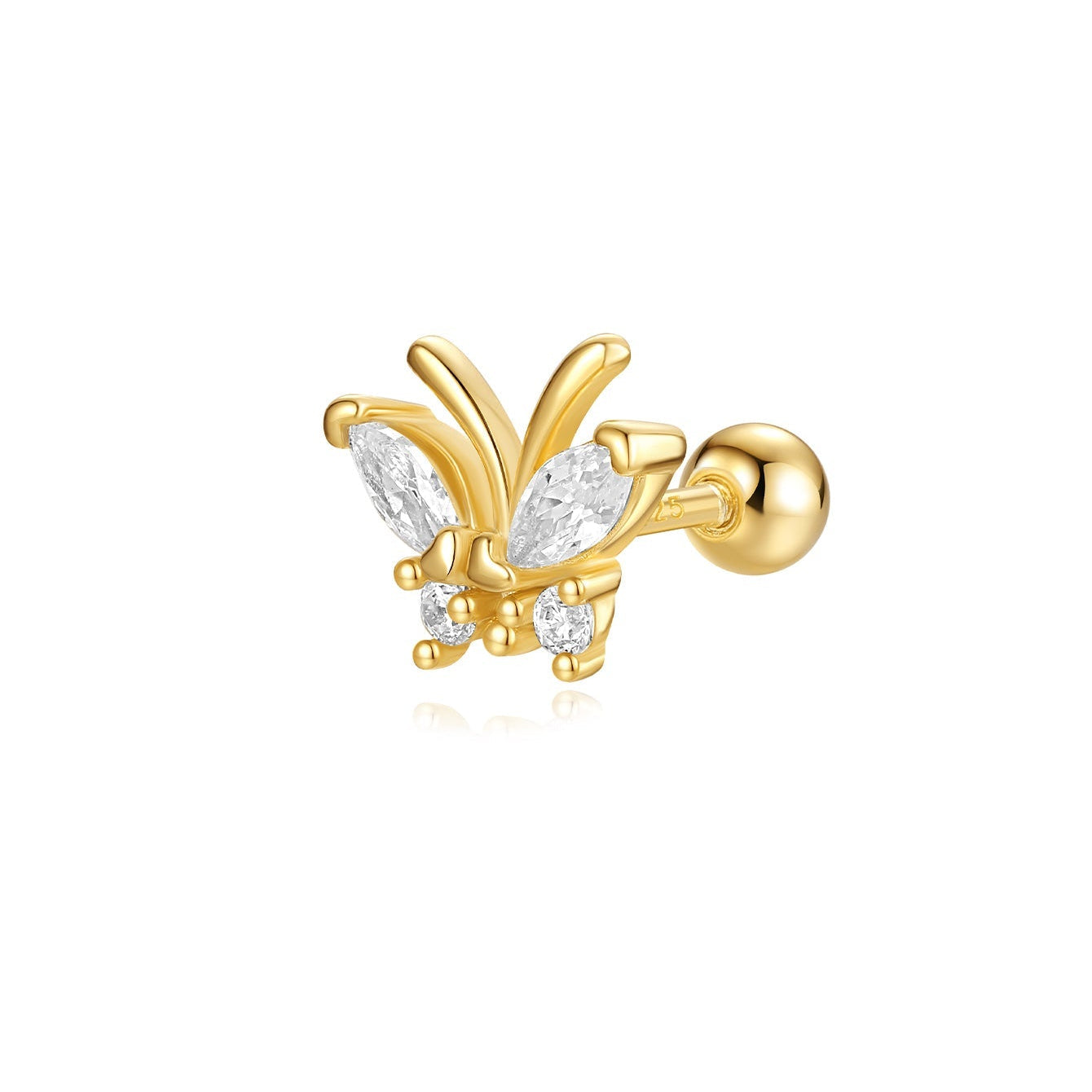 Butterfly & Flower Zirconia Pierced Earring Set