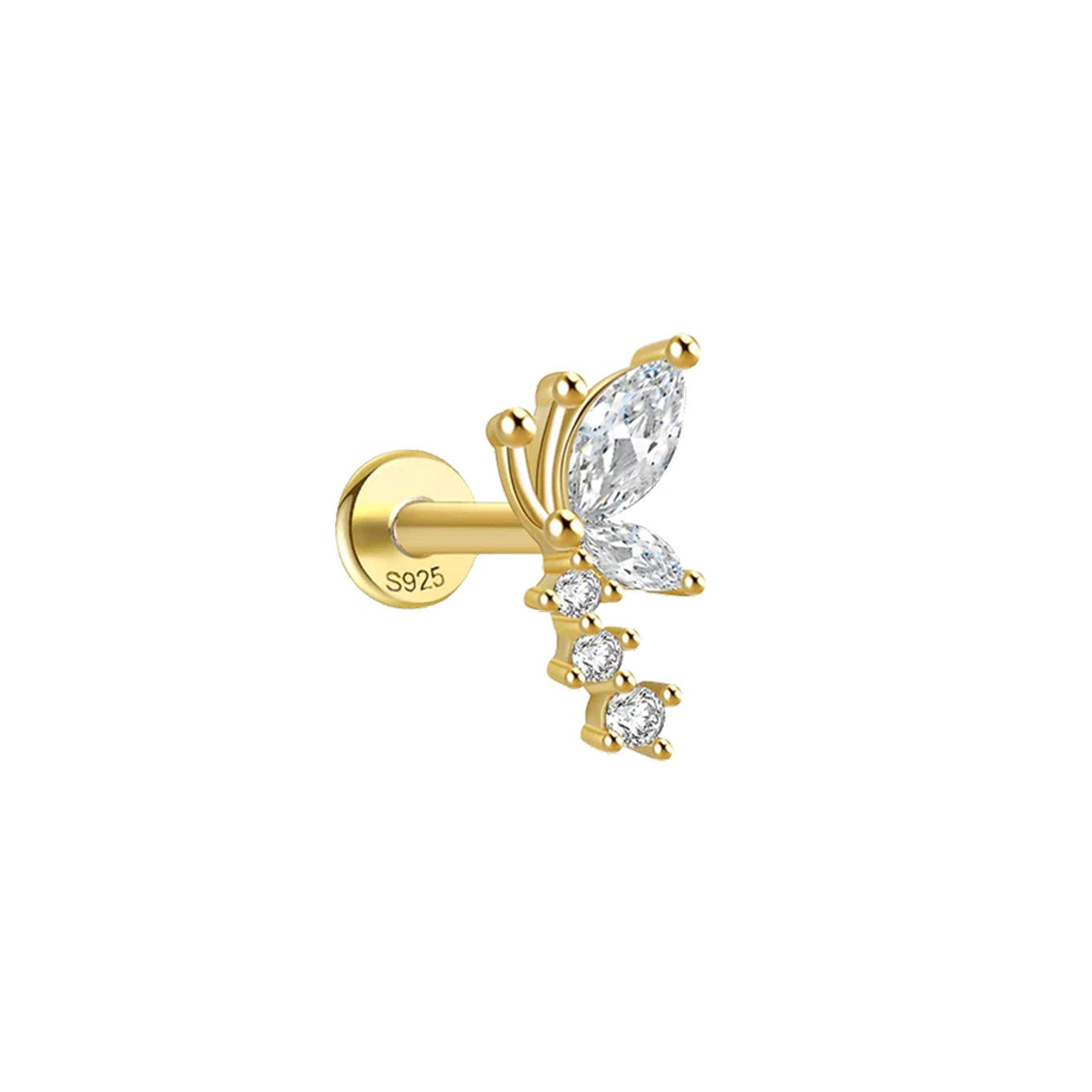 Butterfly & Flower Zirconia Pierced Earring Set