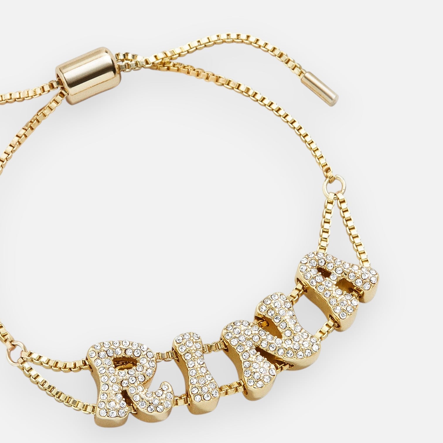 Pavé Bubble Letter Double Chain Bracelet