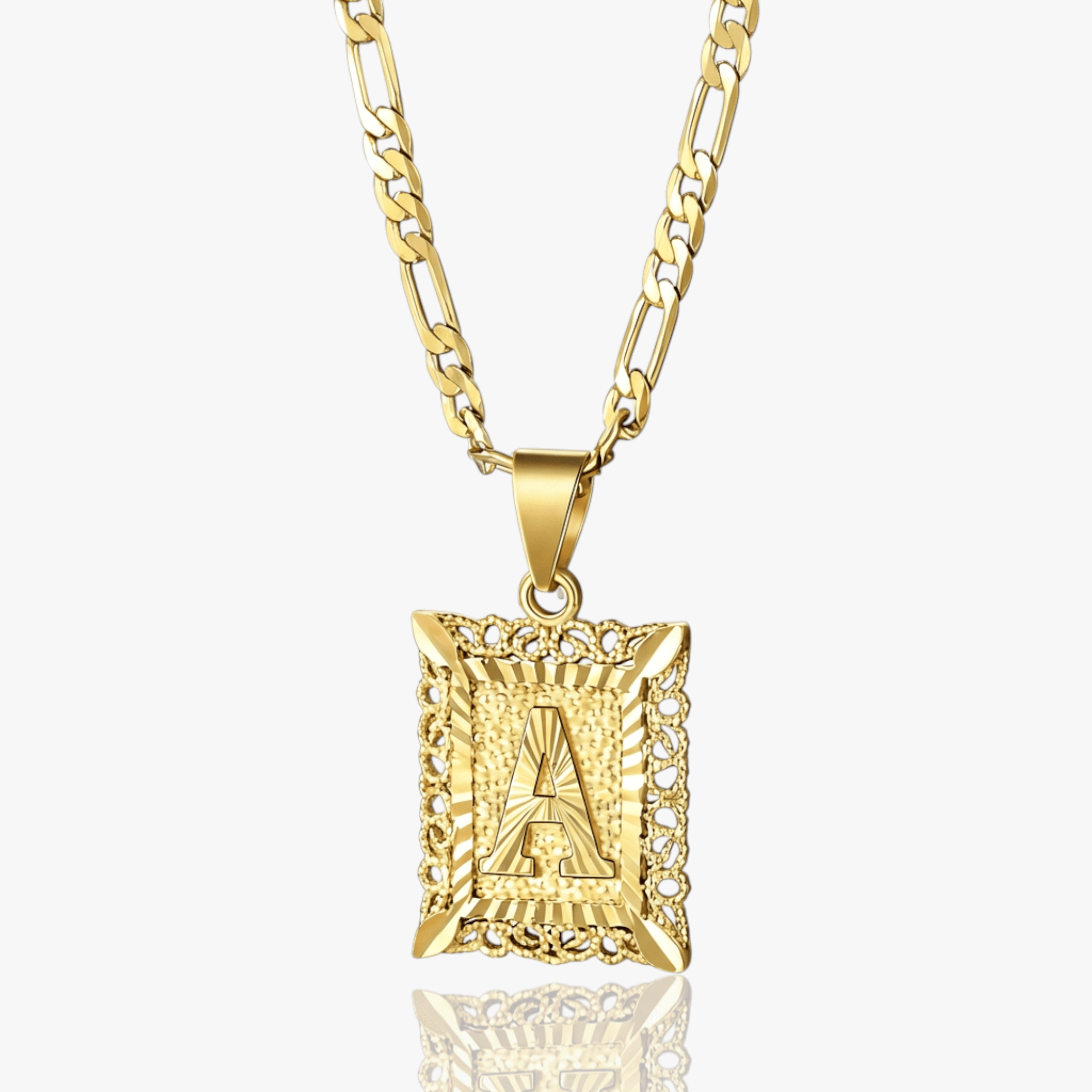 Square Initial Letter Necklace – Gold