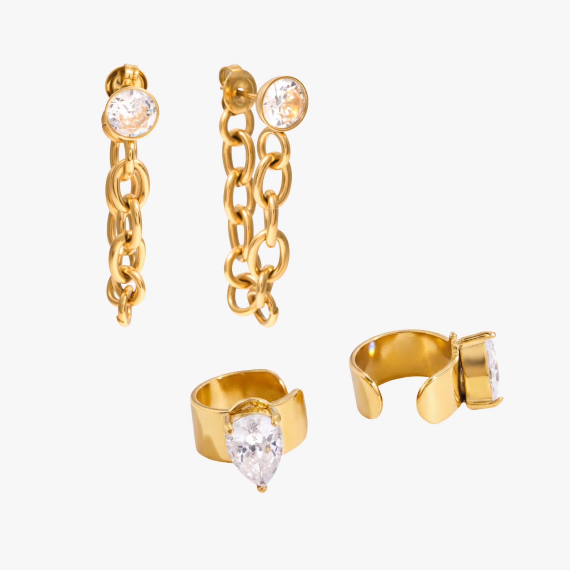 Maribel Diamond Earrings Set – 18k Yellow Gold