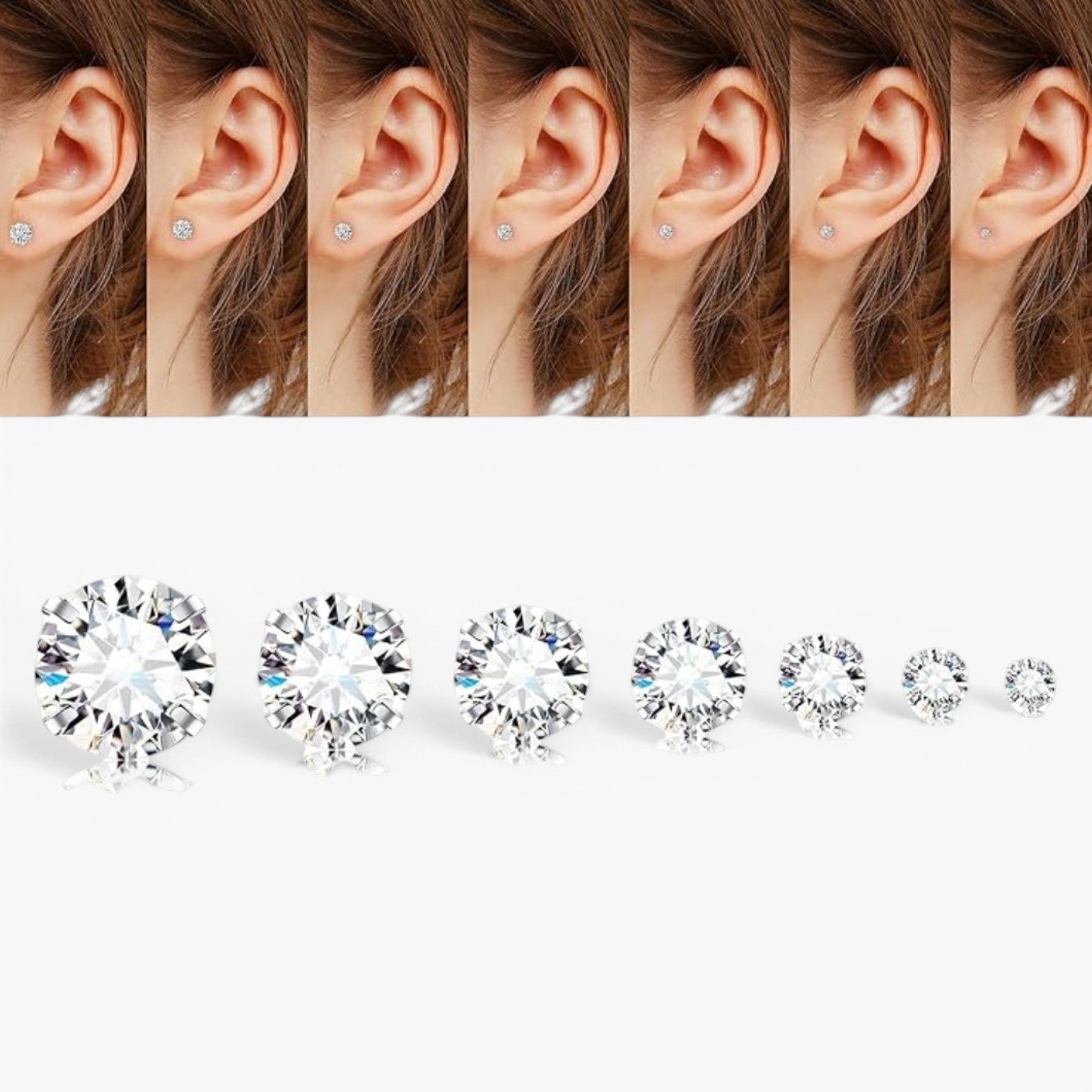 Sparkle Cubic Zirconia Flat Back Stud Earrings Set
