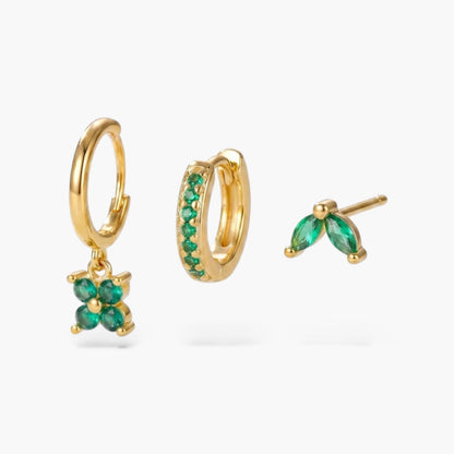 Trio Clover Leaf Earring Set