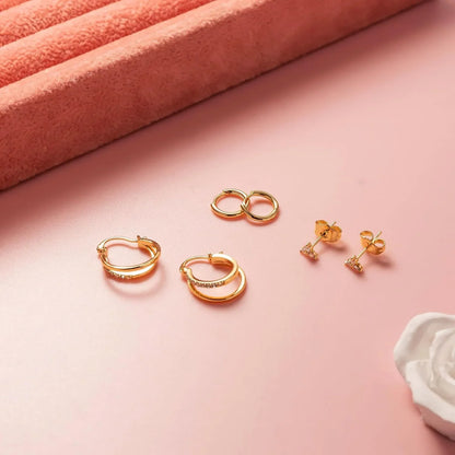 Petite Clover Double Hoop Ear Stack Set