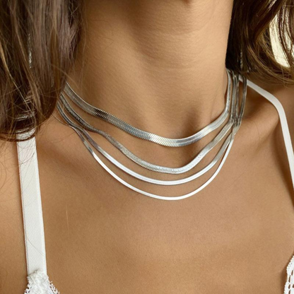 Sleek Herringbone Snake Chain Necklace