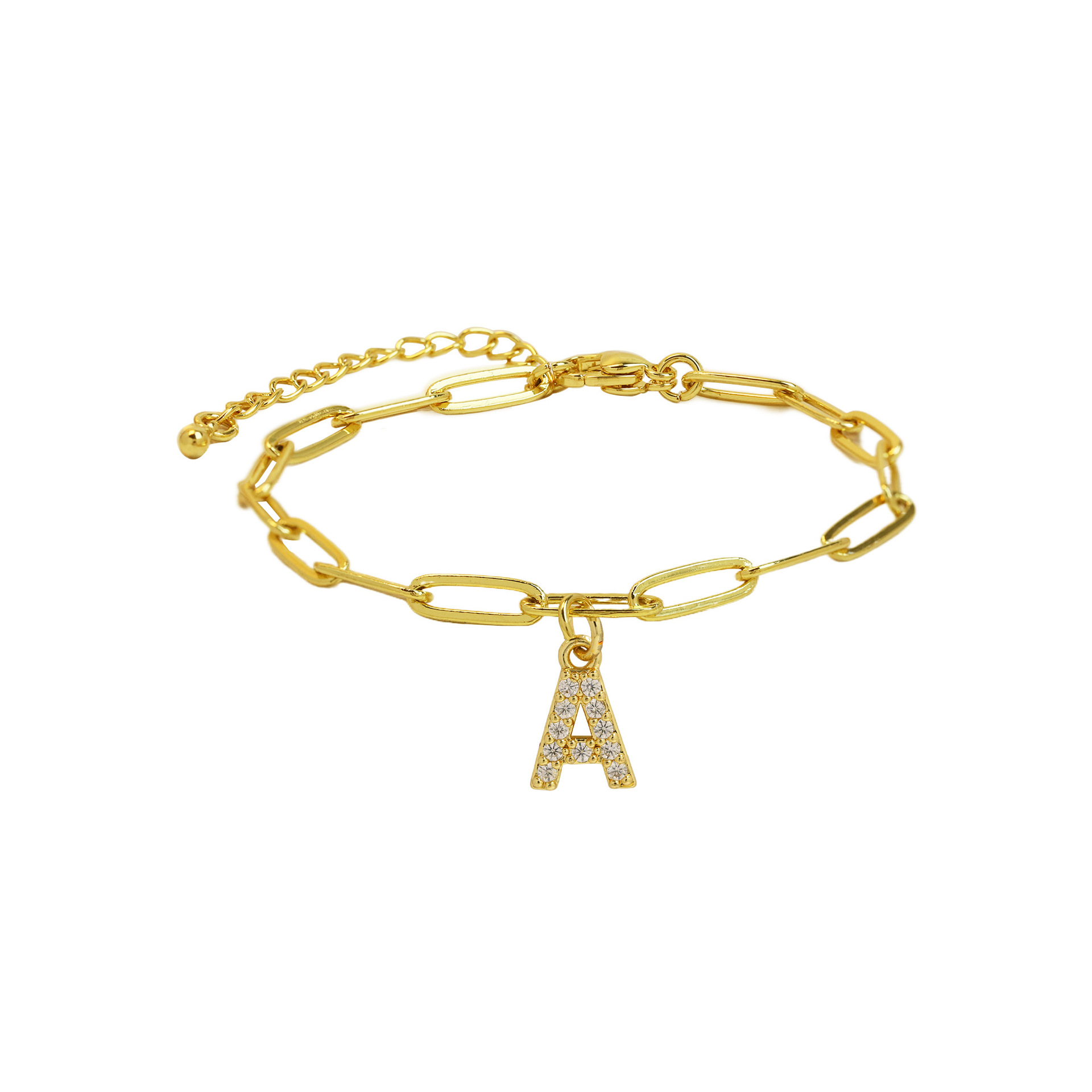 Paperclip Initial Letter Bracelet