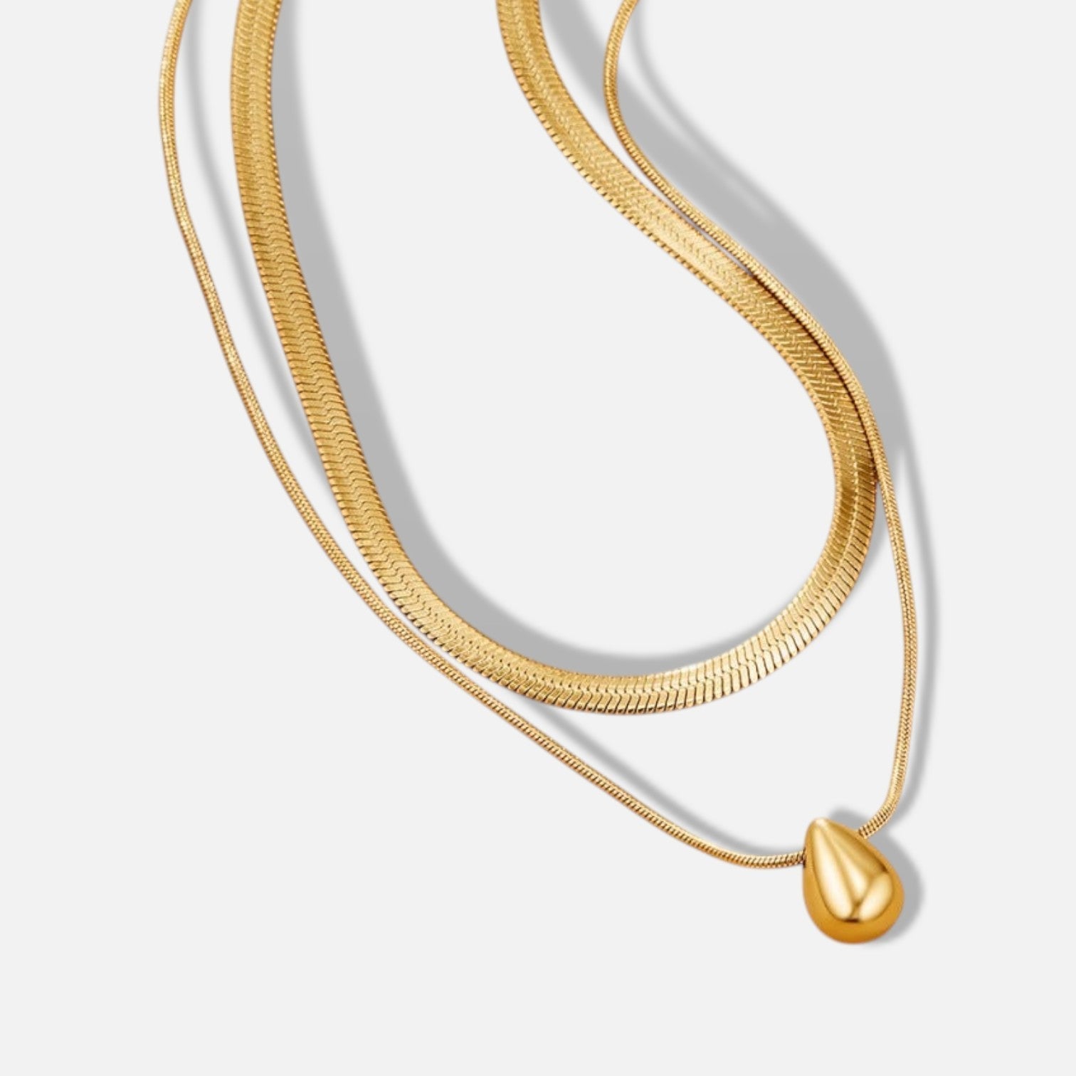 Velune Layered Bella Teardrop Necklace – gold