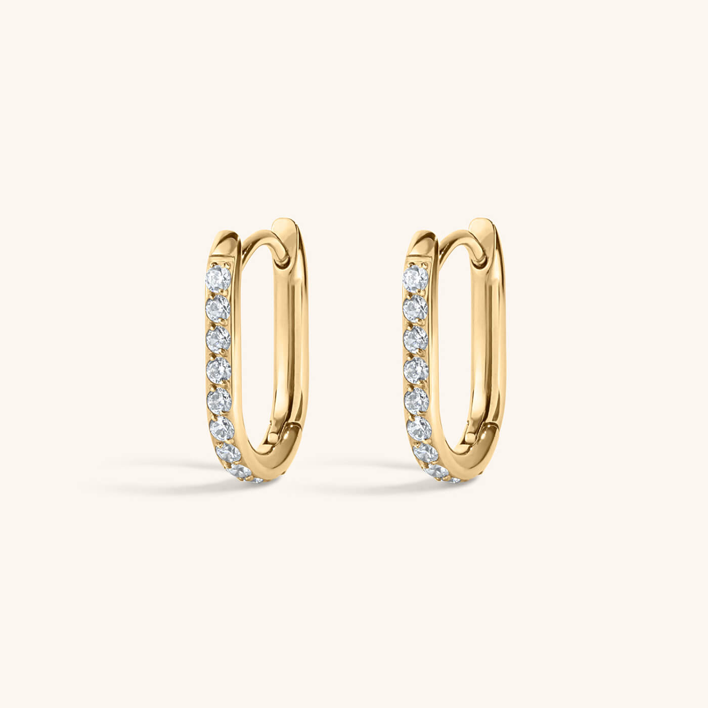 Pavé Halo Oval Hoops, 15mm – Gold
