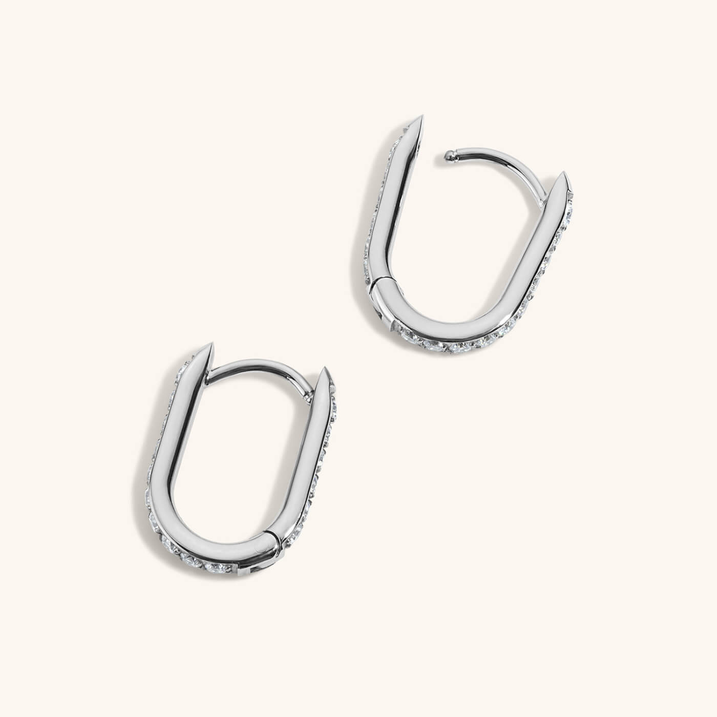 Pavé Halo Oval Hoops, 15mm