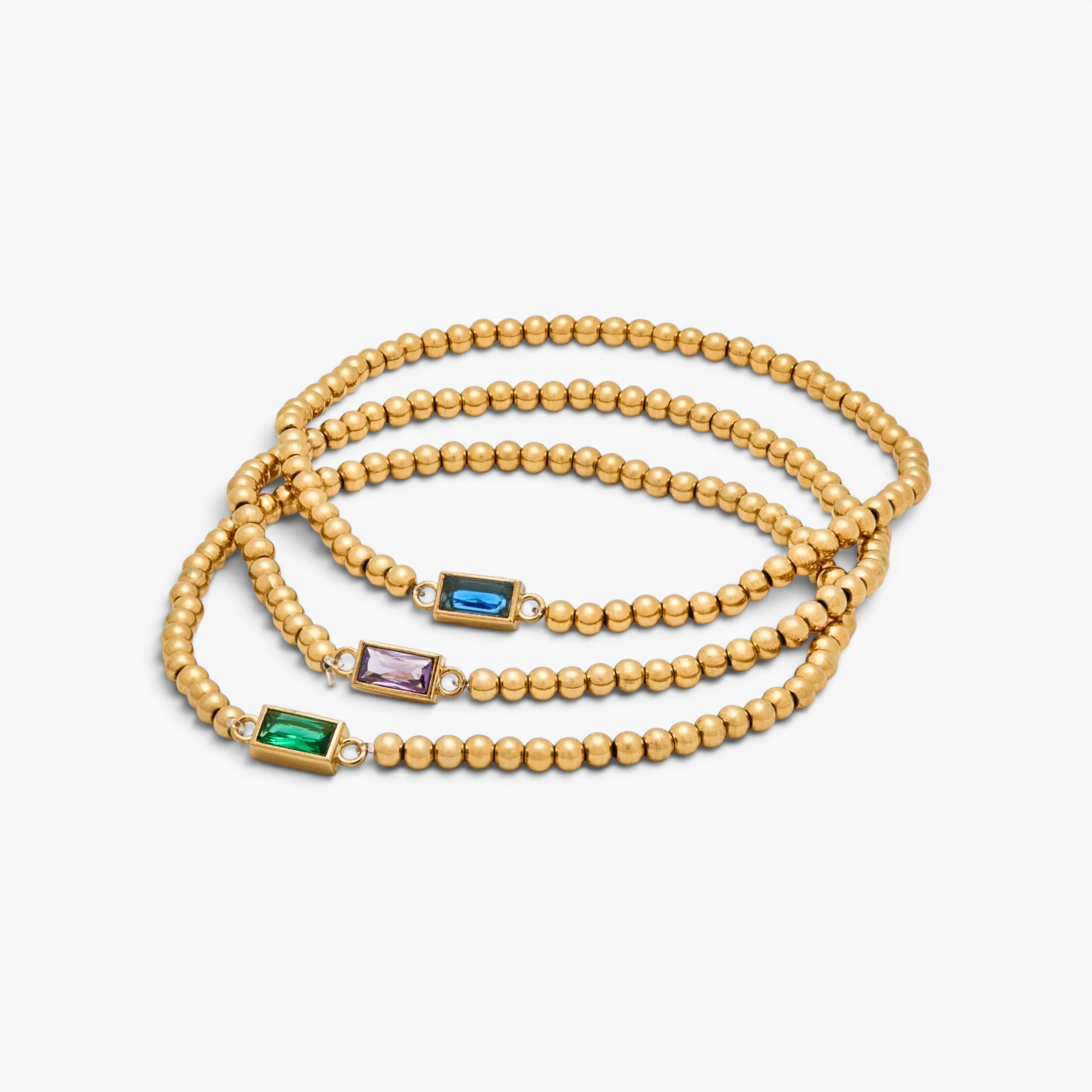 Gold Beaded Birthstone Bracelet