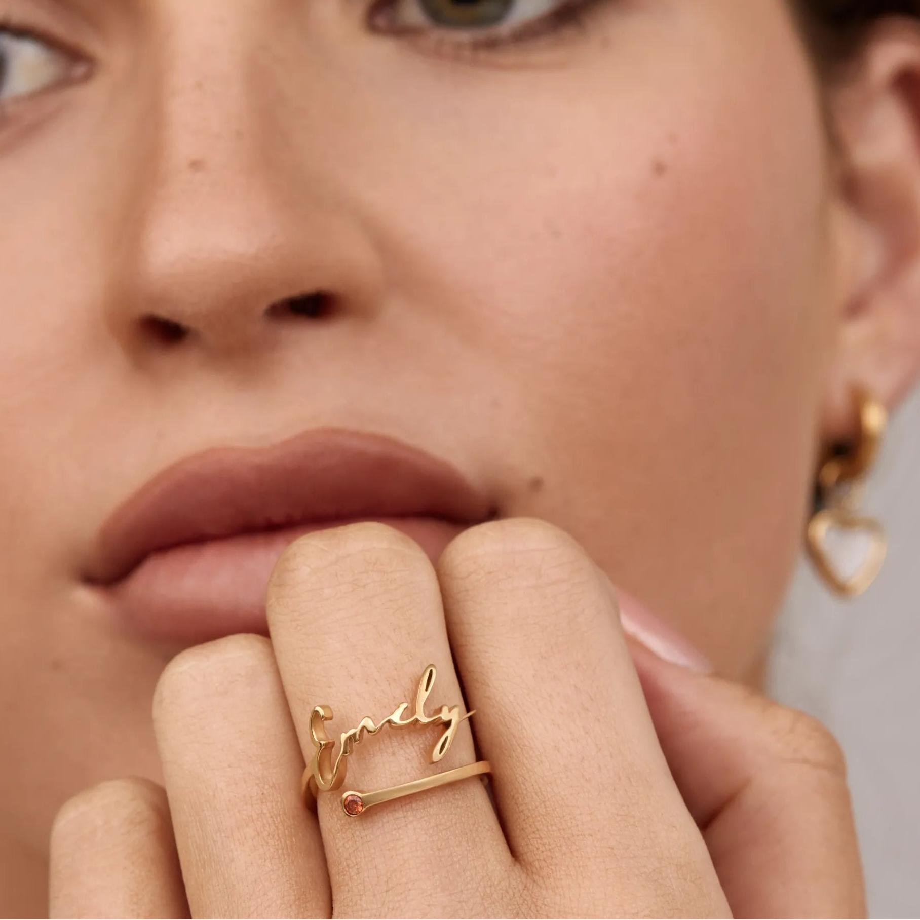 Birthstone Signature Name Ring