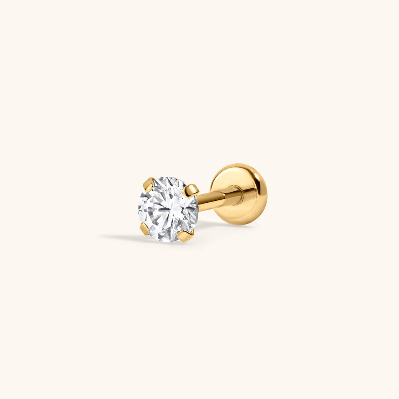 Celestial Crystal Solitaire Push Pin Flat Back Earring – Titanium - Gold