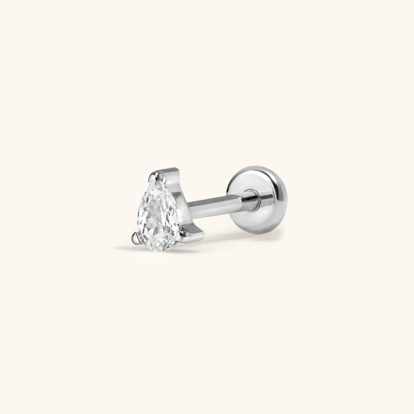 Crystal Pear Push Pin Flat Back Earring, 3mm