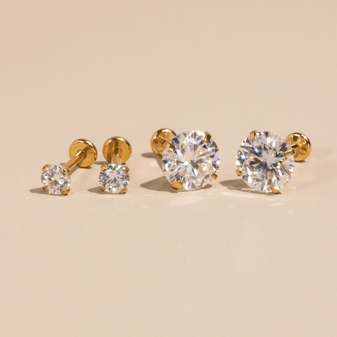 Celestial Crystal Solitaire Nap Earrings, 3mm