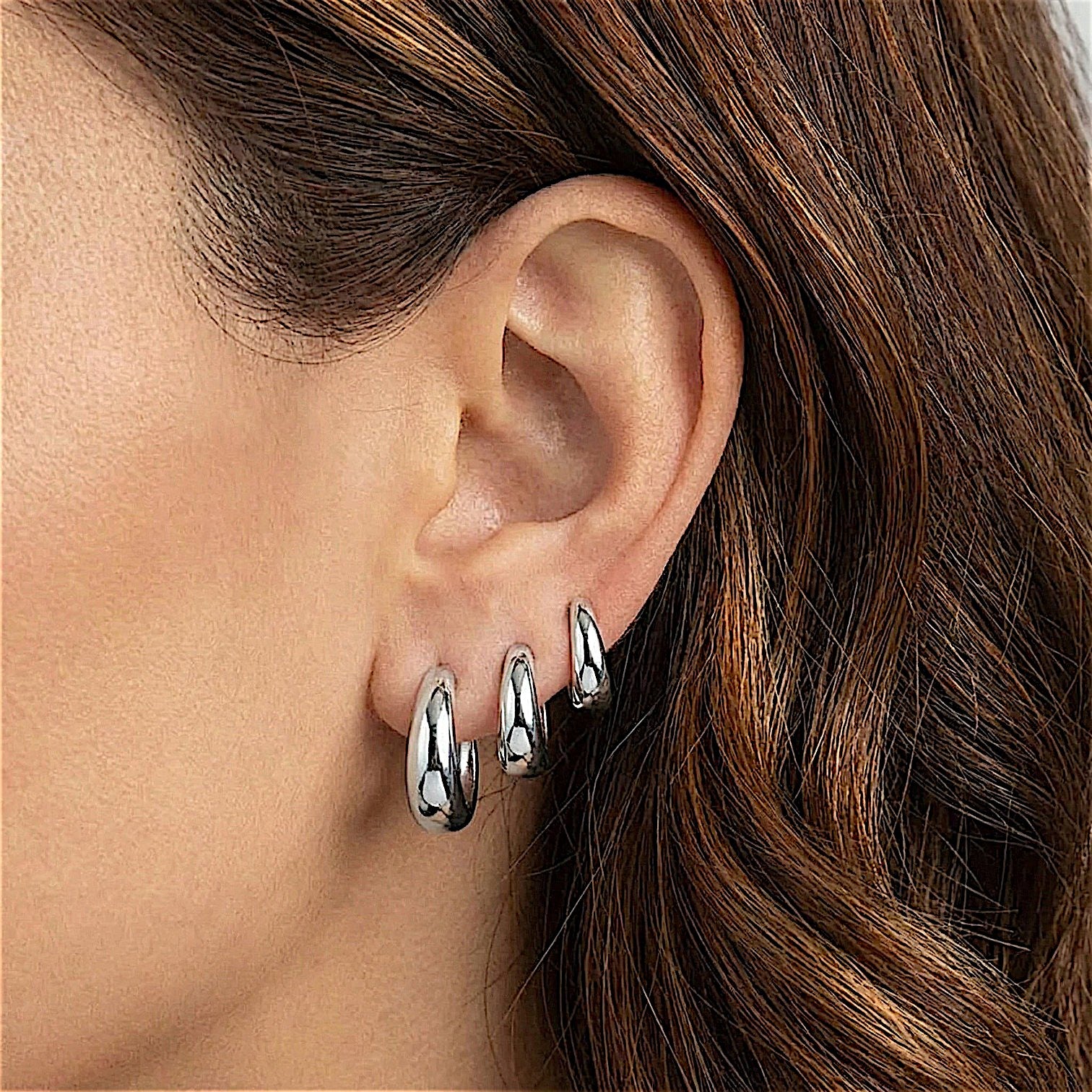 Nova Chunky Hoop Earrings Trio Set