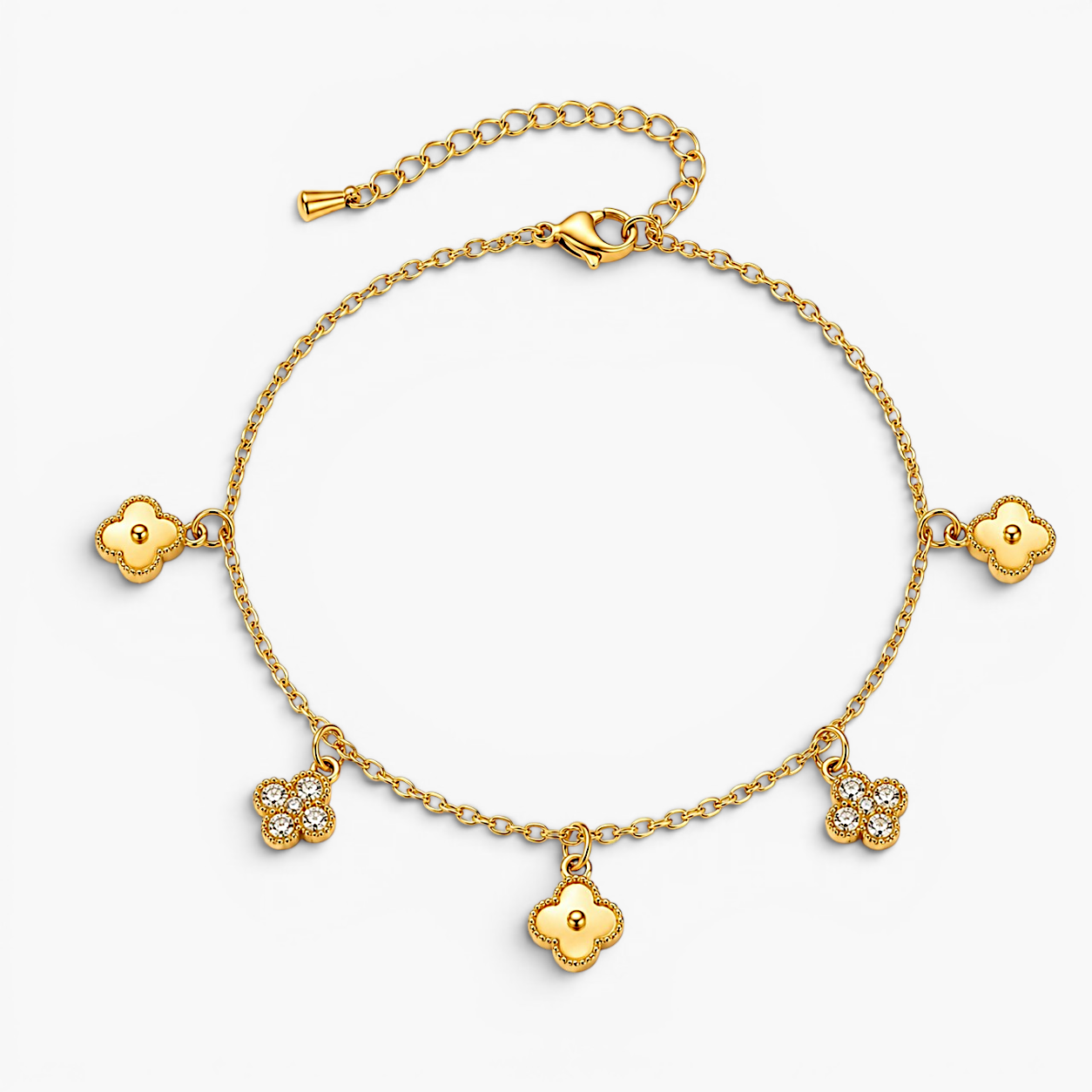 Luna Double Clover Anklet