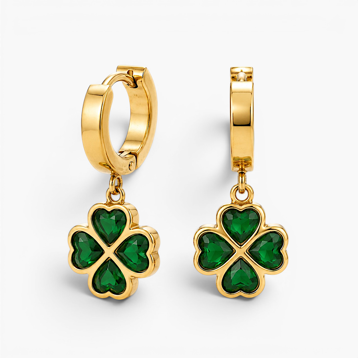 Seraphine Emerald Clover Earrings