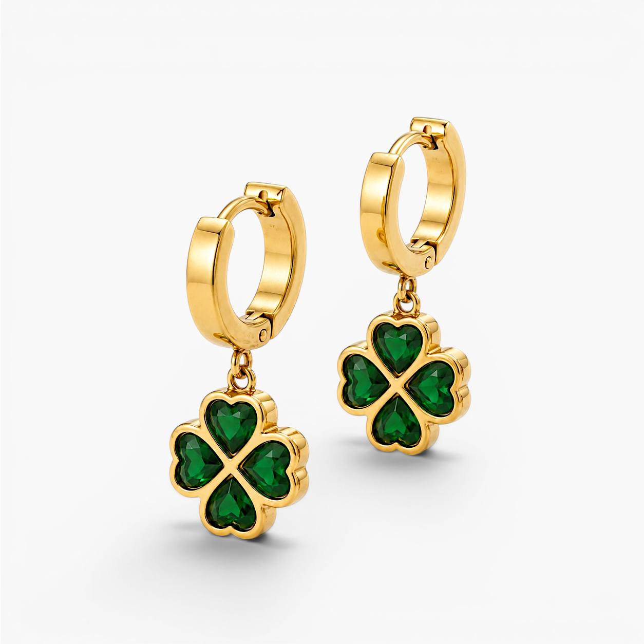 Seraphine Emerald Clover Earrings