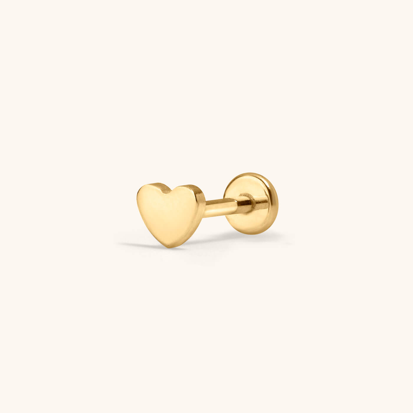 Heart Push Pin Flat Back Earring – Titanium - Gold