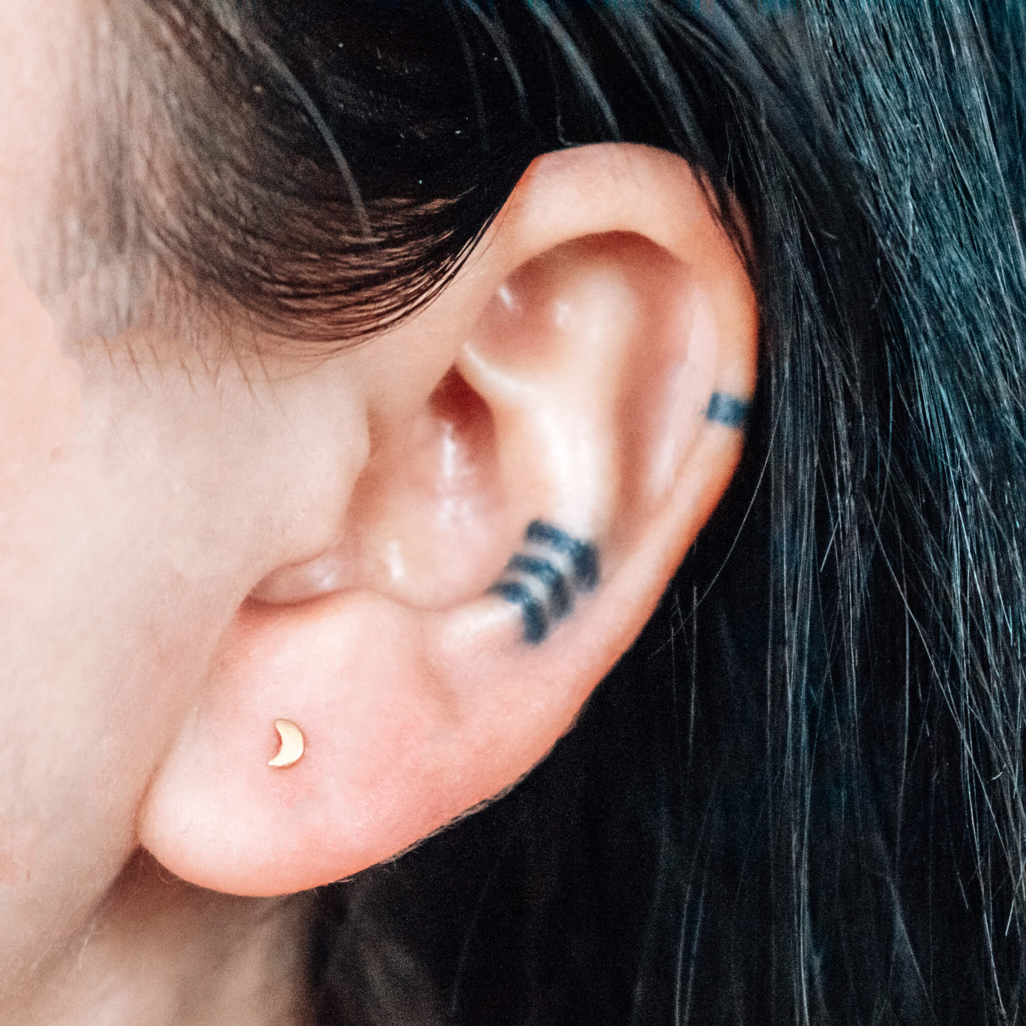 Moon Push Pin Flat Back Earring