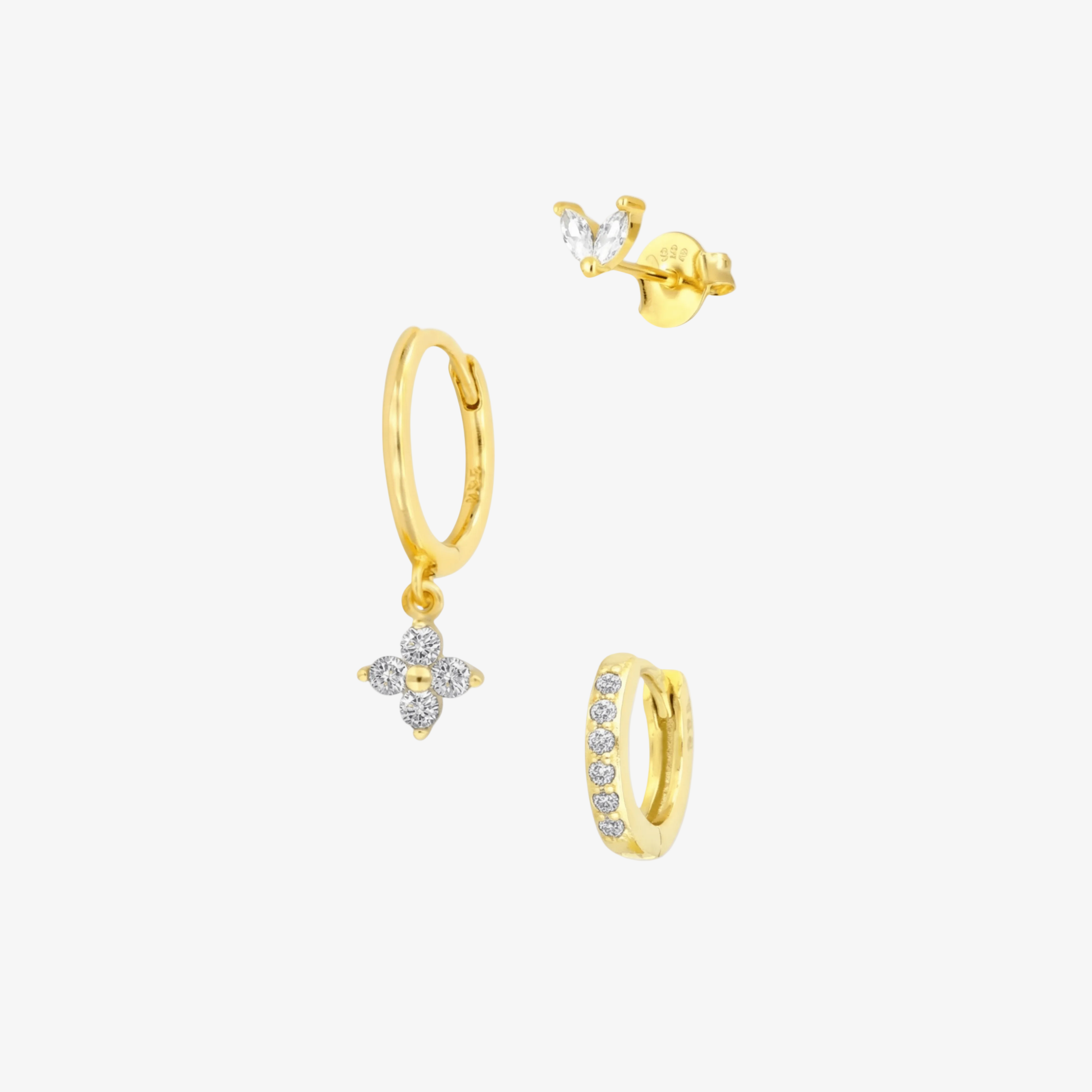 Clover Charm Hoop Earring Set – Diamond