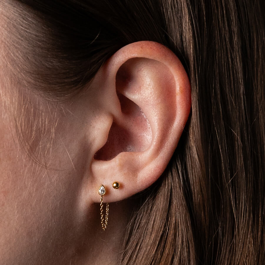 Bezel Pear Chain Nap Earrings