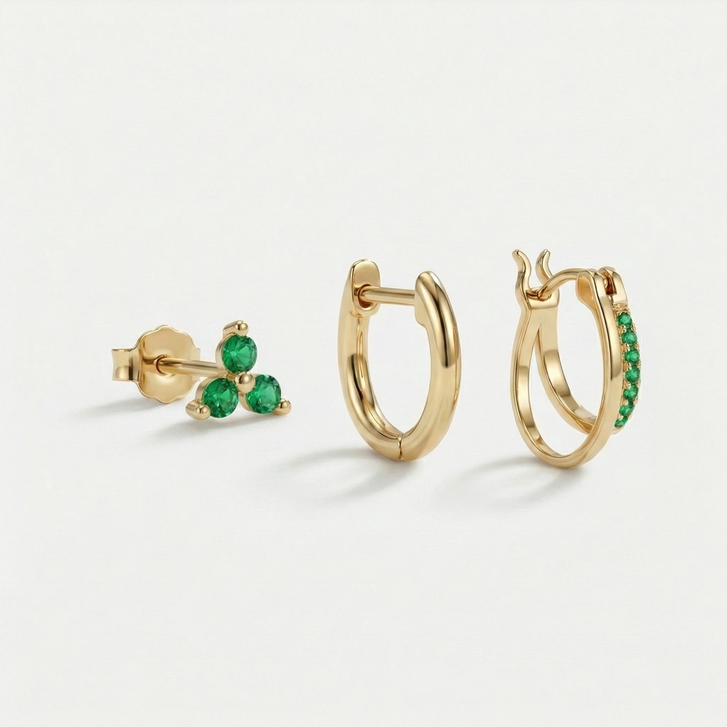 Petite Clover Double Hoop Ear Stack Set