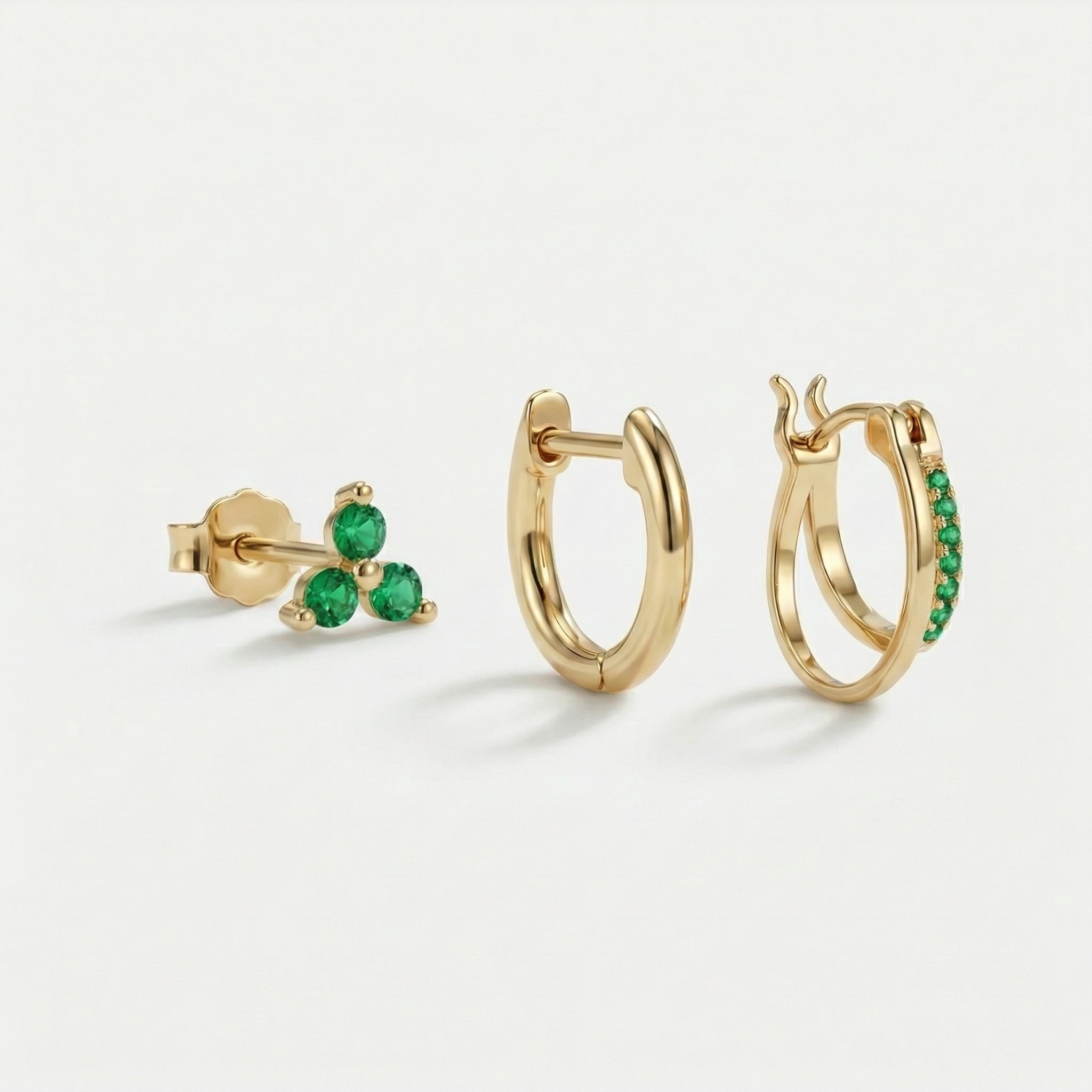 Petite Clover Double Hoop Ear Stack Set