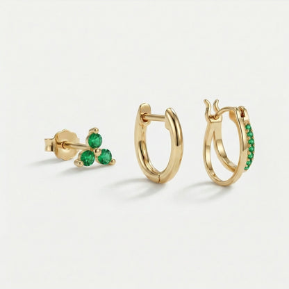 Petite Clover Double Hoop Ear Stack Set