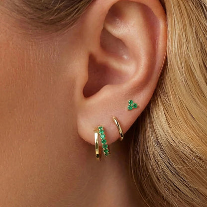 Petite Clover Double Hoop Ear Stack Set