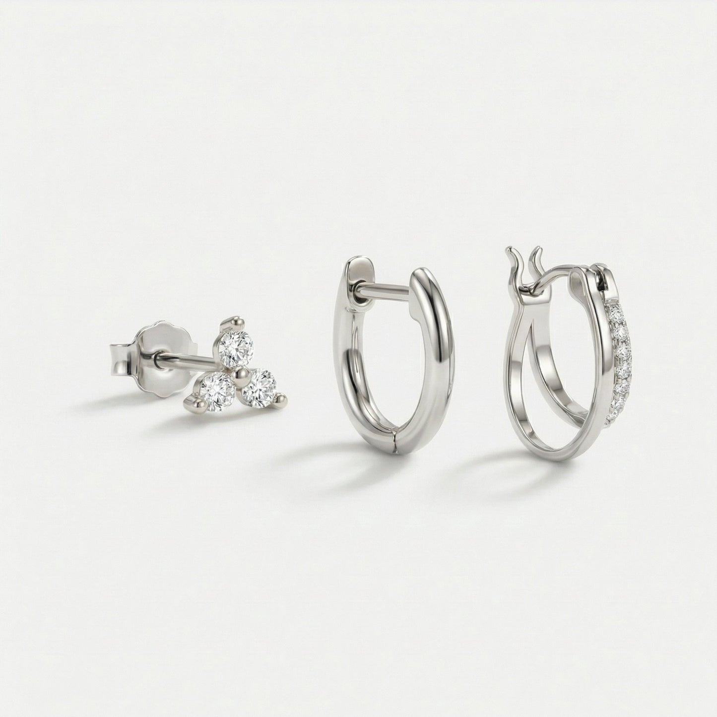 Petite Clover Double Hoop Ear Stack Set